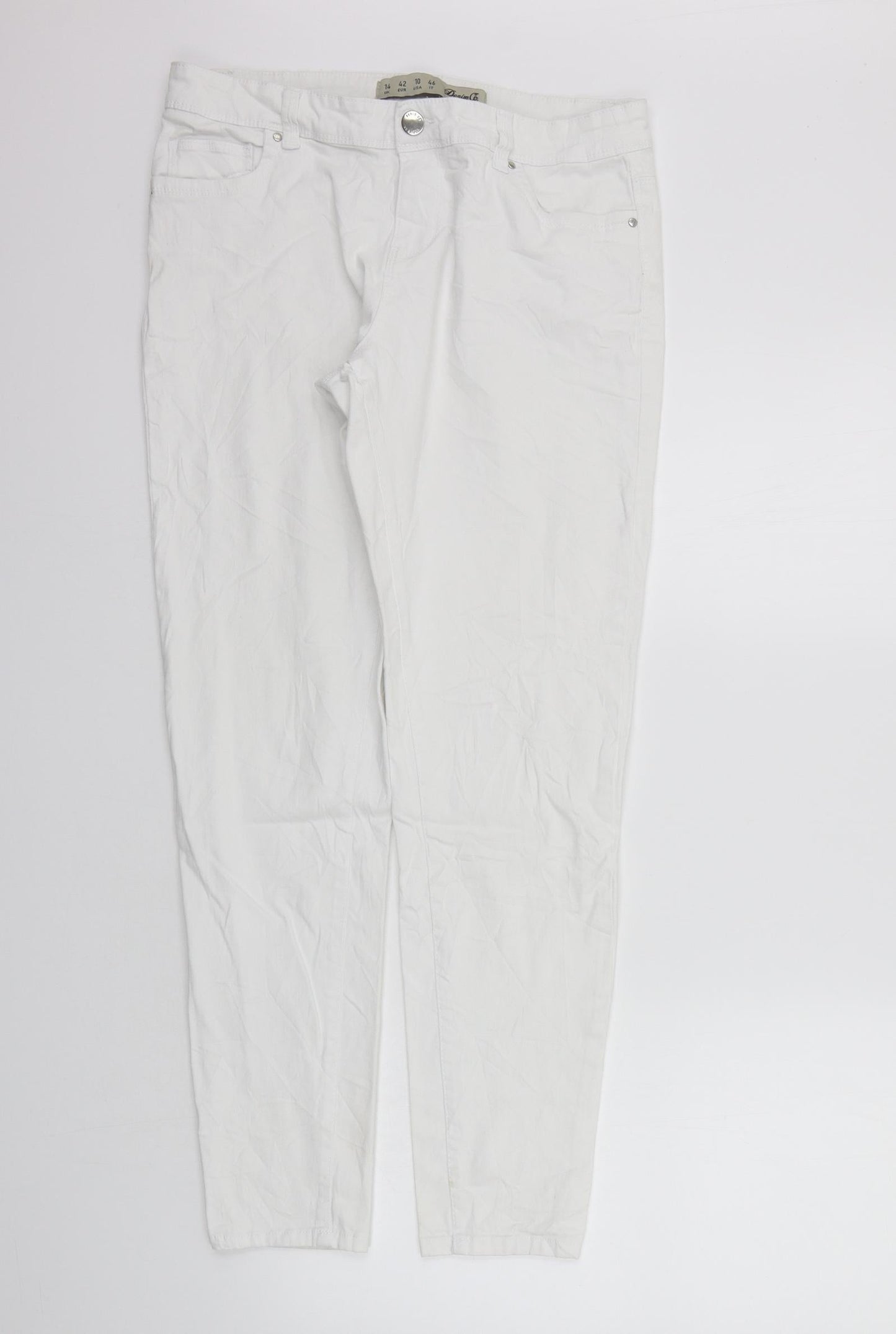 Womens UK Size 14 deniem co Regular Fit Straight White Jeans