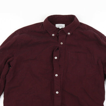 Mens UK Size S NEXT Red  Button-Up Long Sleeve Casual Shirt