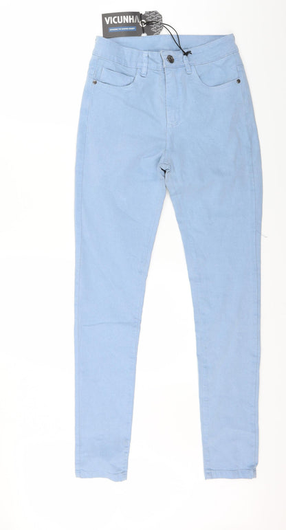 Womens UK Size 27 in Vicunha Regular Fit Skinny Blue Jeans