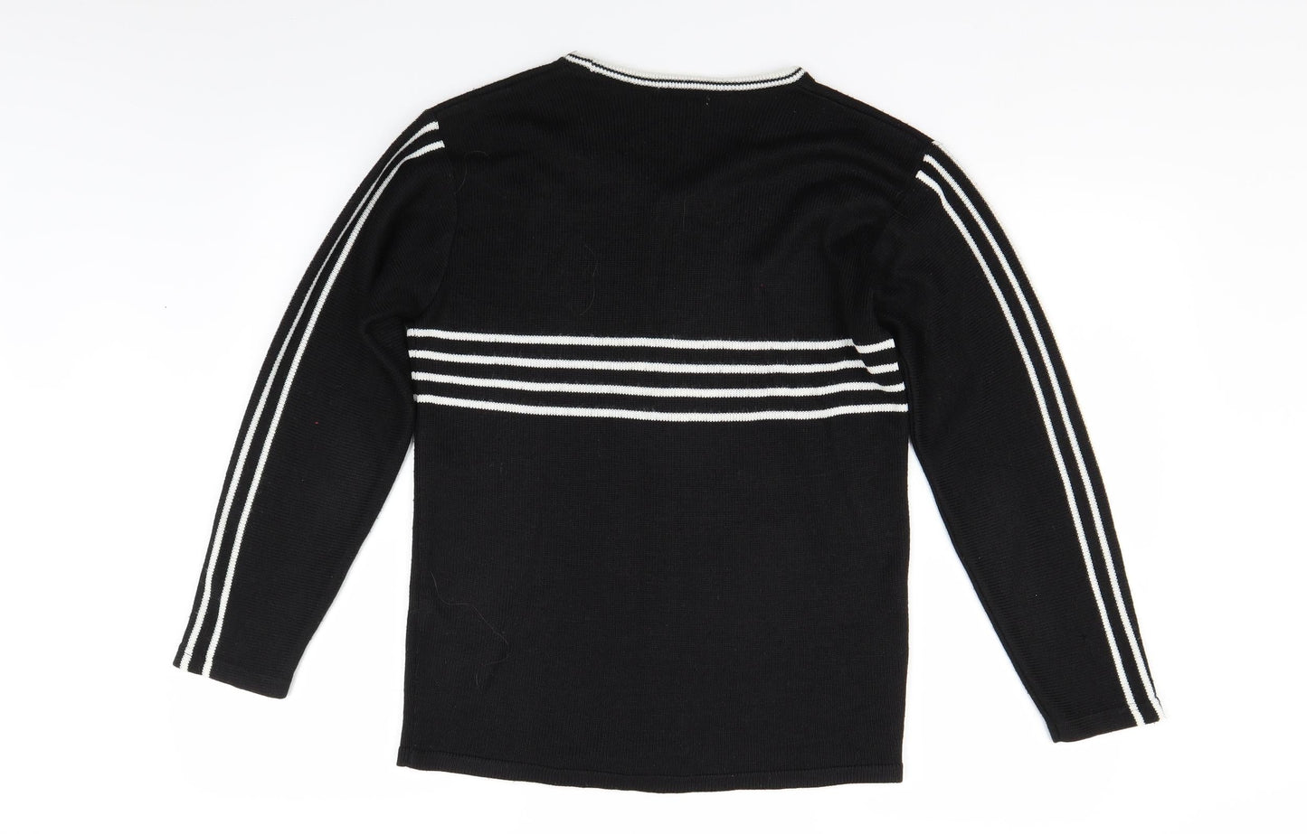 Paragon Womens Black Striped Knit Pullover Jumper Size M