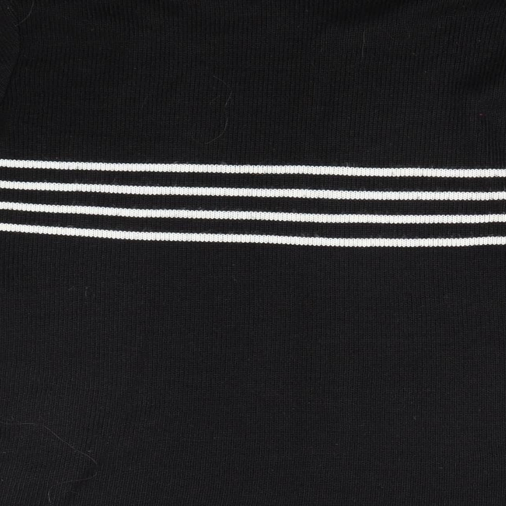 Paragon Womens Black Striped Knit Pullover Jumper Size M
