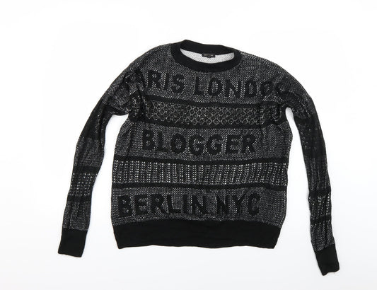Womens UK Size S River Island Black Pullover Jumper