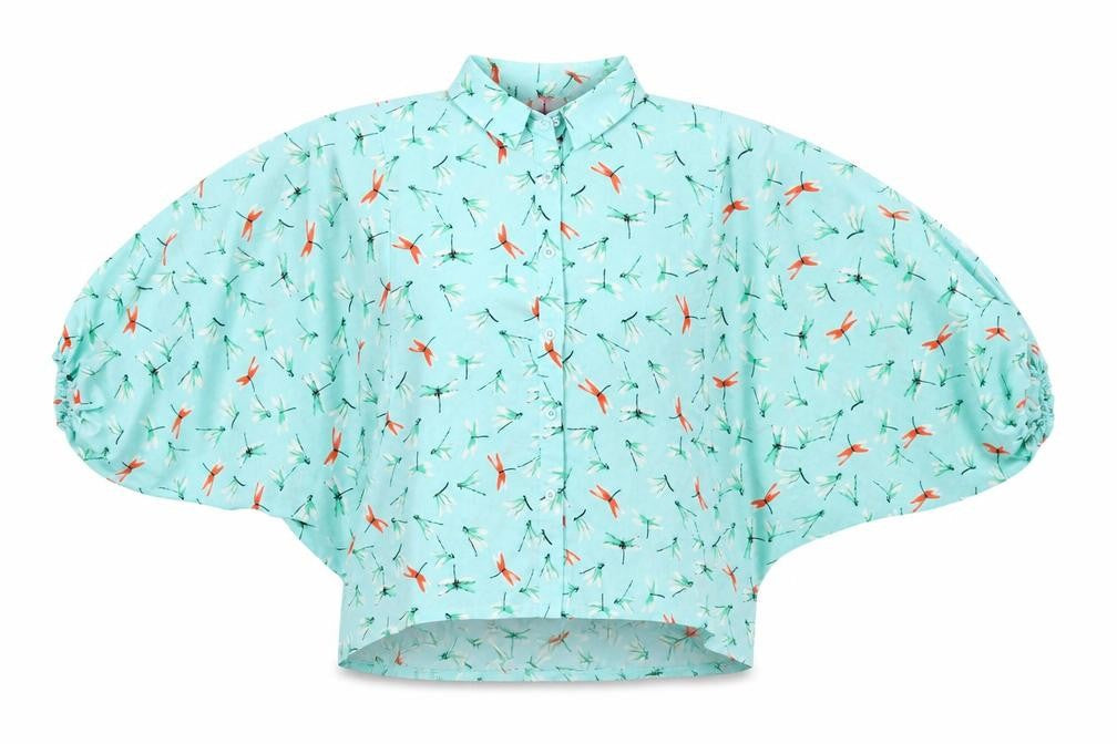 Womens UK Size 10 Boohoo Blue Cropped Button-Up