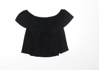 Womens UK Size 10 Topshop Black Basic Blouse