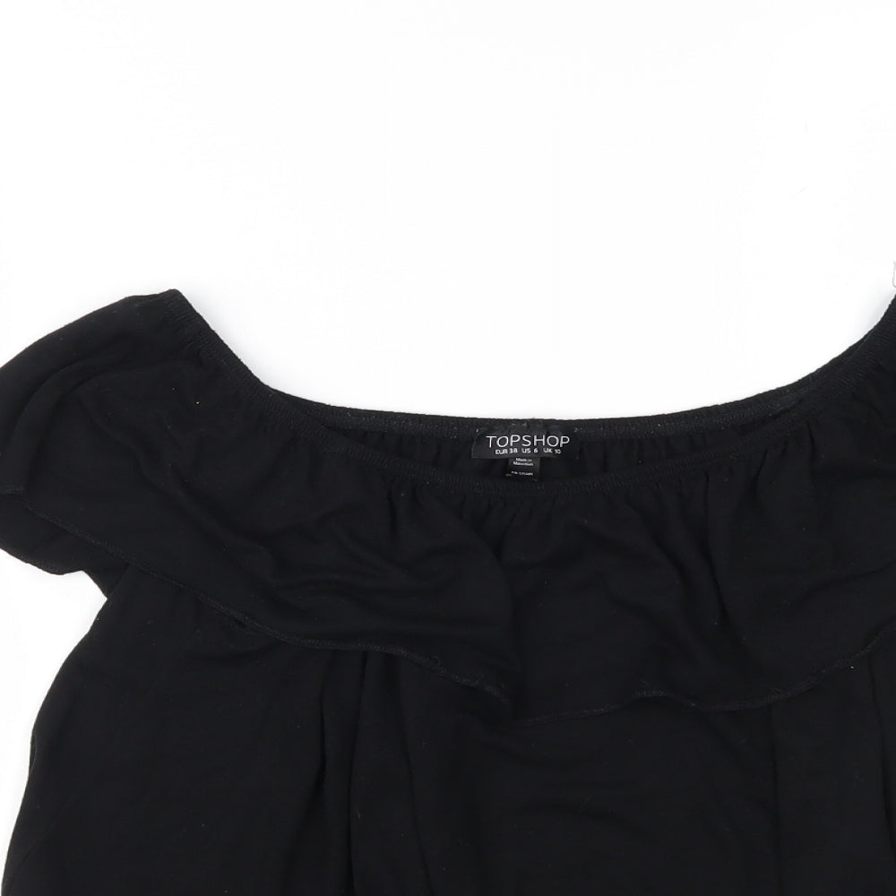 Womens UK Size 10 Topshop Black Basic Blouse