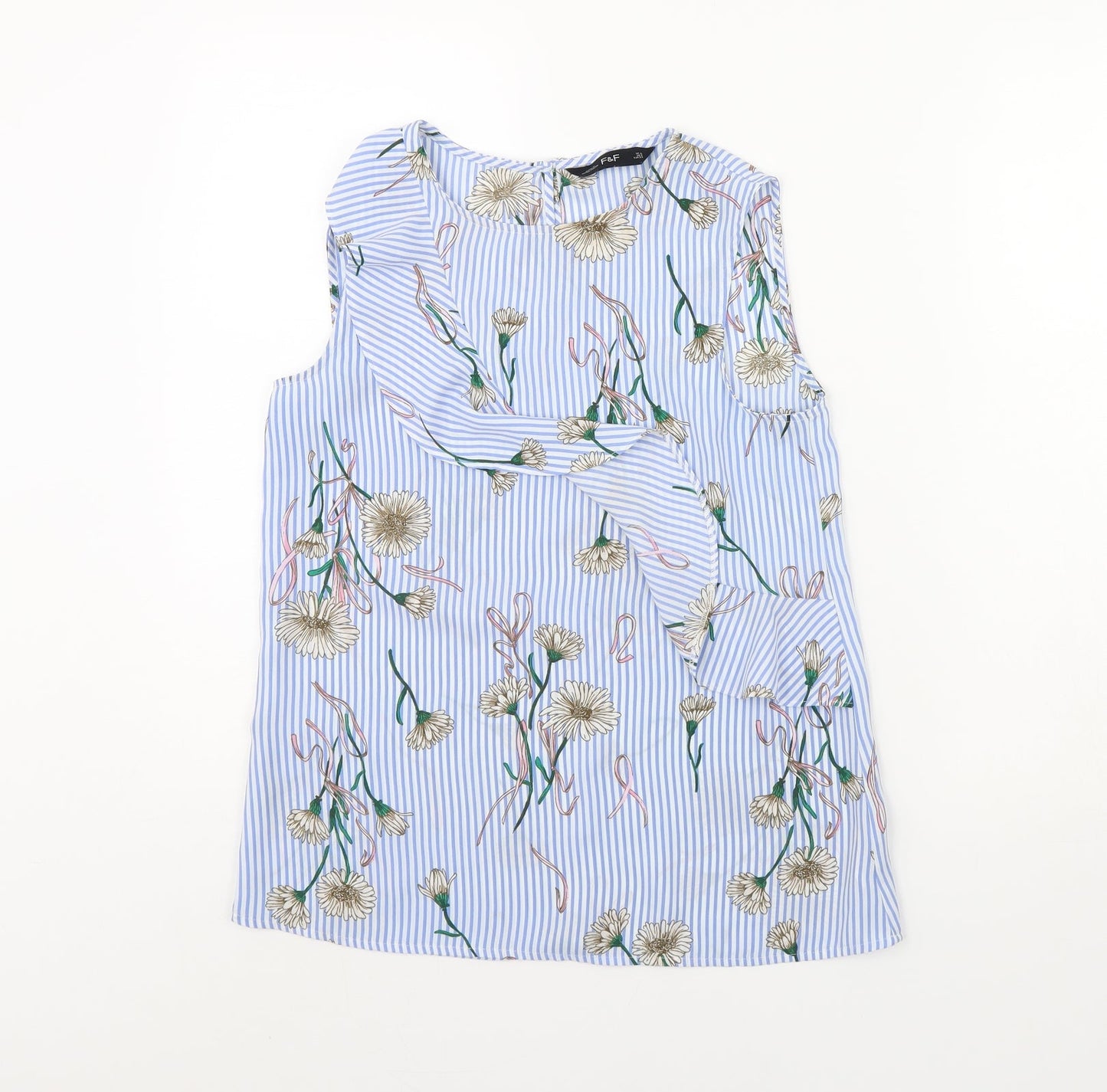 F&F Womens Blue Striped  Basic Tank Size 6