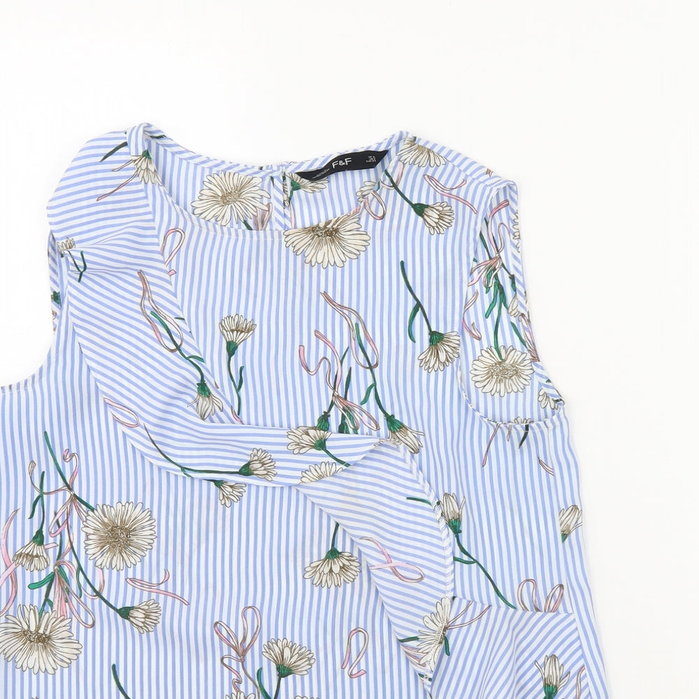 F&F Womens Blue Striped  Basic Tank Size 6