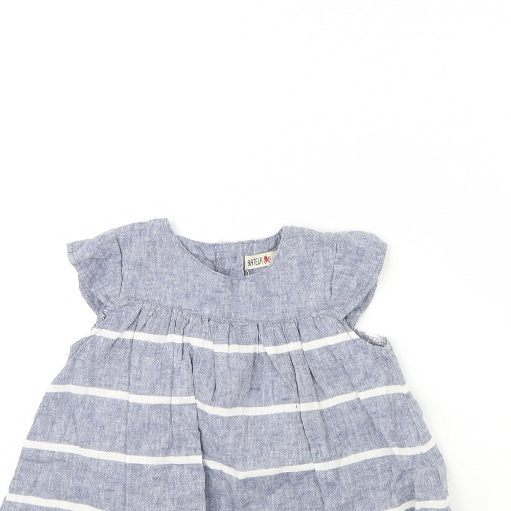 Batela Girls Blue Striped  Basic Blouse Size 2 Years