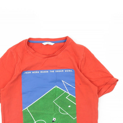 m&s Boys Red   Basic T-Shirt Size 12 Years  - Football