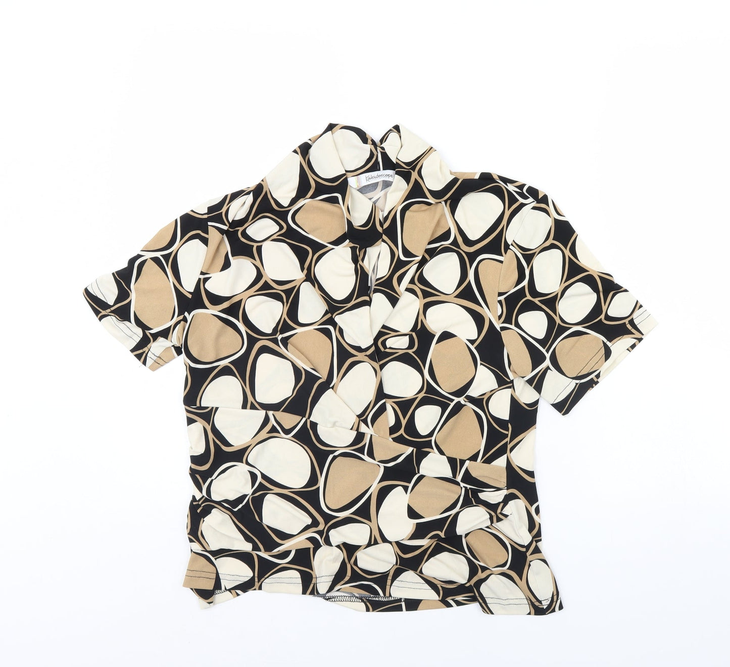 Womens UK Size 12 Kaleidoscope Black Cropped Blouse