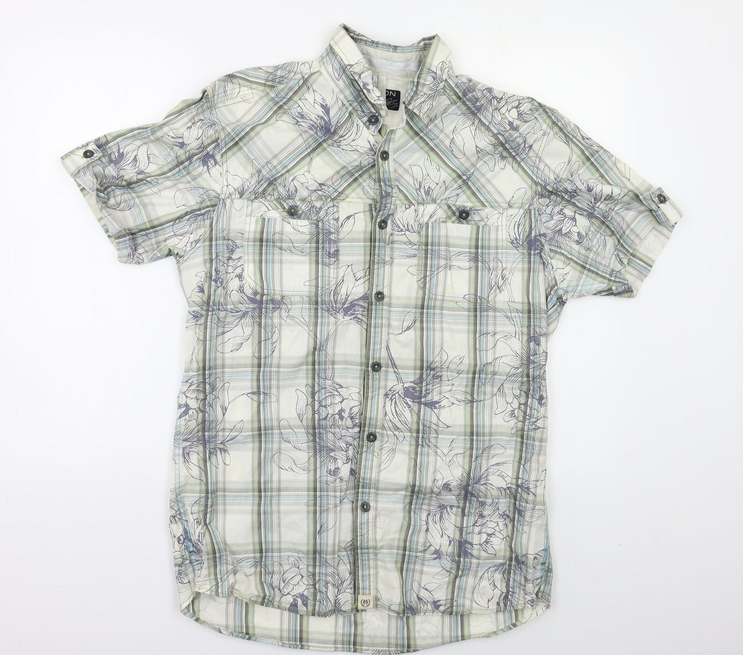 Mens UK Size M Buirton Green  Button-Up Short Sleeve Casual Shirt