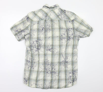 Mens UK Size M Buirton Green  Button-Up Short Sleeve Casual Shirt