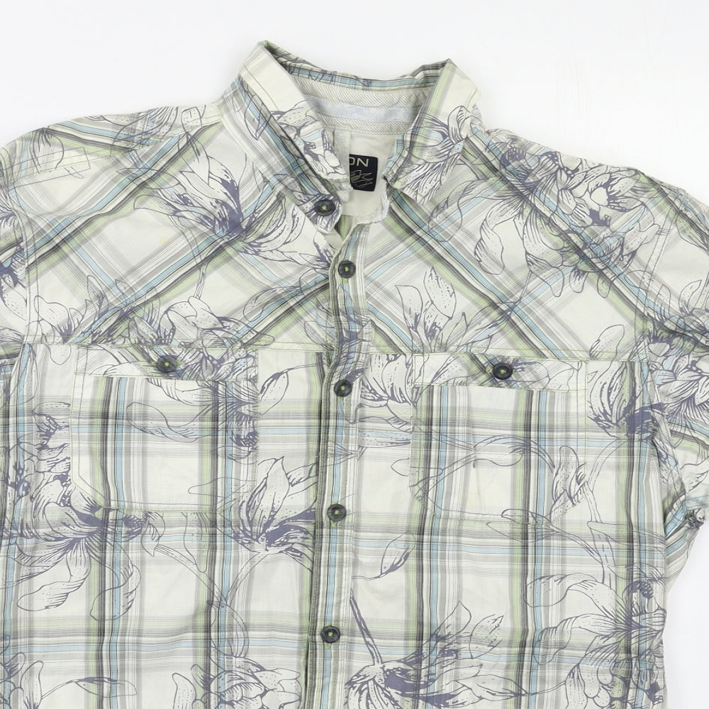 Mens UK Size M Buirton Green  Button-Up Short Sleeve Casual Shirt