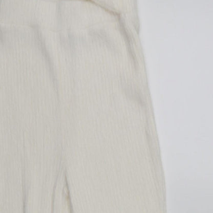 Spring Womens White   Cropped Trousers Size 10 L20 in - Elastic Waist