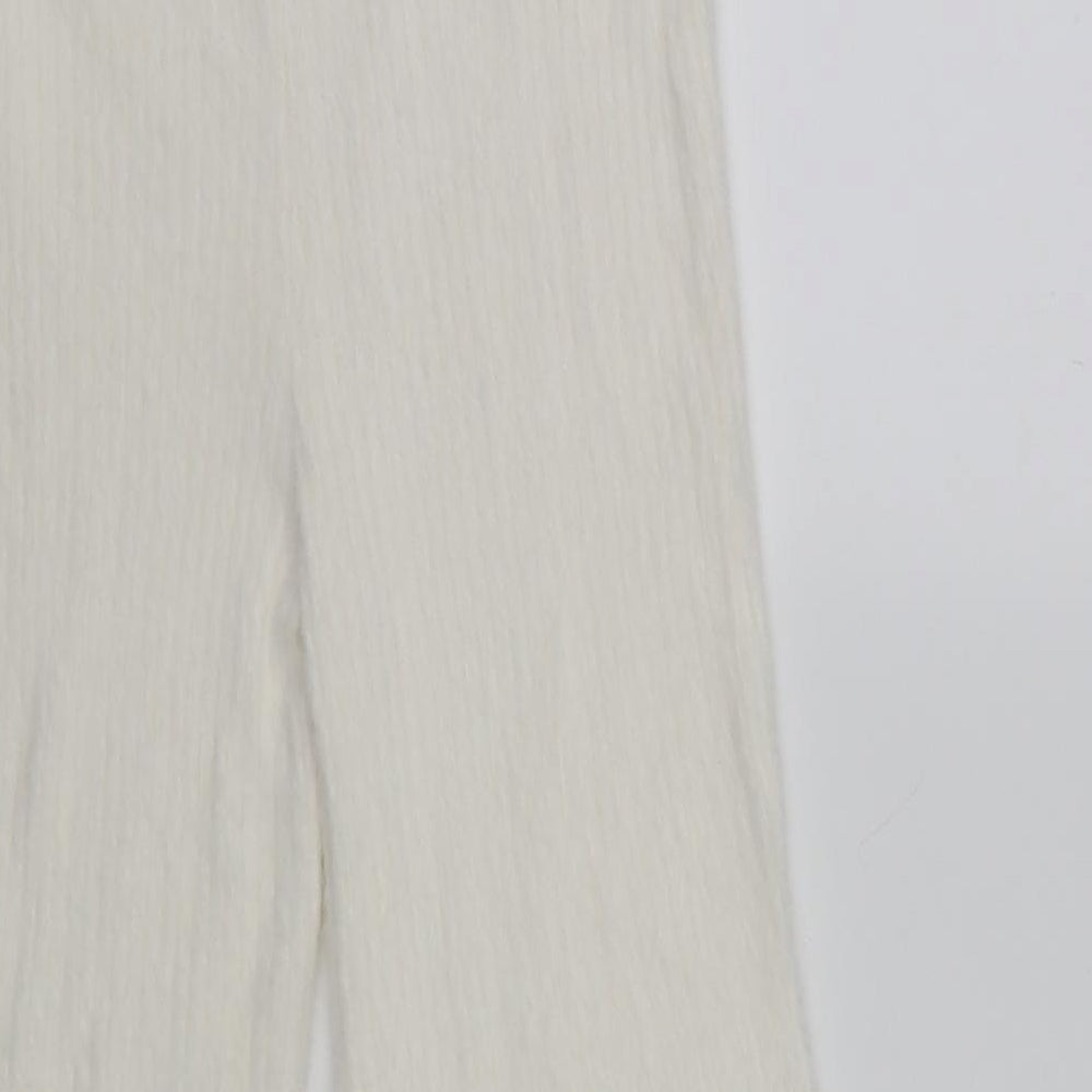Spring Womens White   Cropped Trousers Size 10 L20 in - Elastic Waist