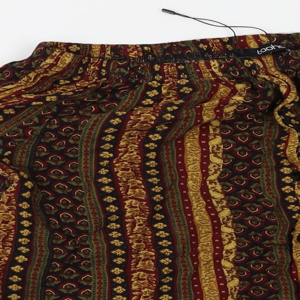 Boohoo Womens Orange Striped  Basic Button-Up Size S