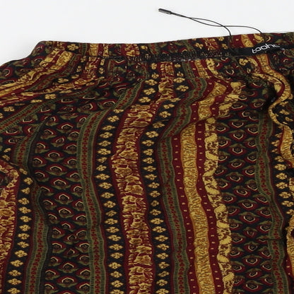 Boohoo Womens Orange Striped  Basic Button-Up Size S