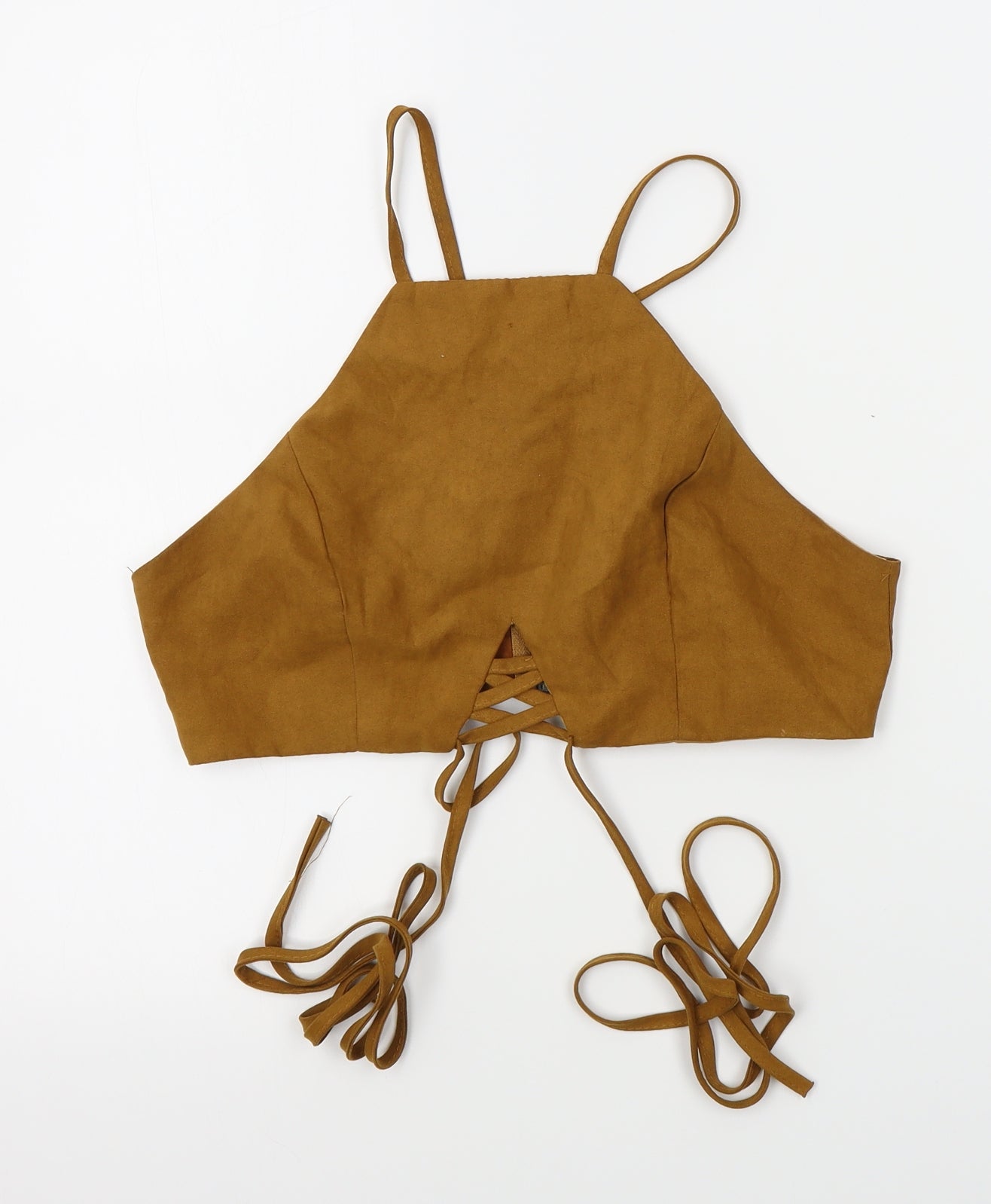 Womens UK Size M Preworn Gold Cropped Tank