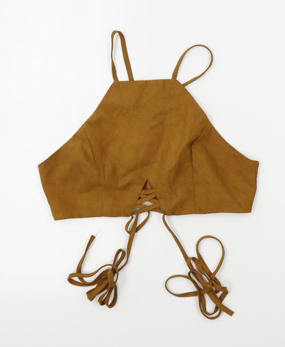 Womens UK Size M Preworn Gold Cropped Tank