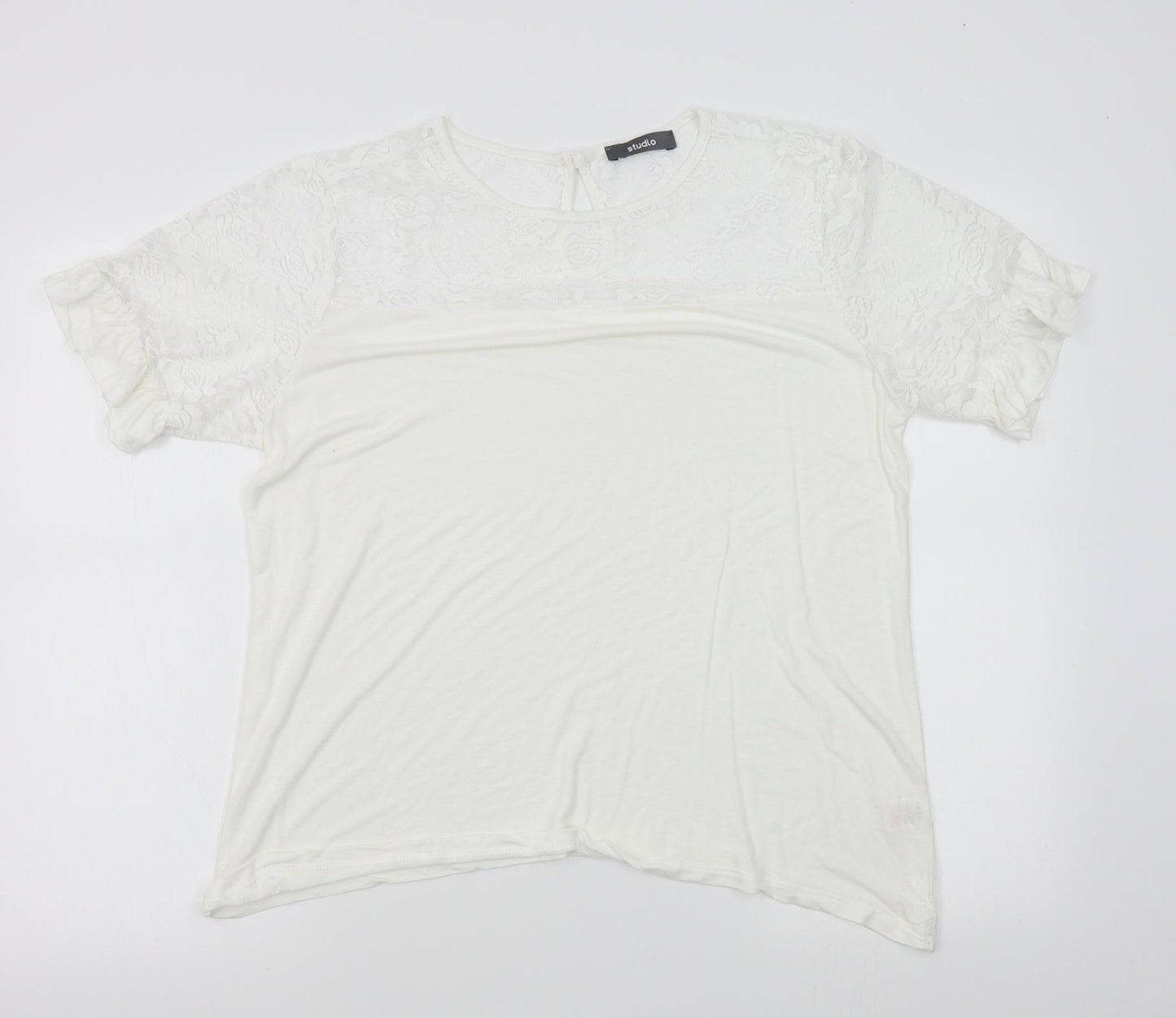 Womens UK Size 12 Studio White Basic Blouse