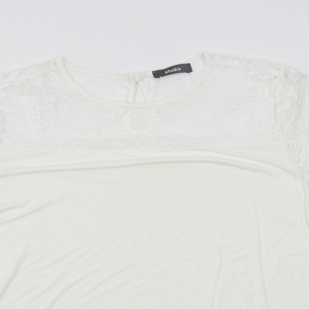 Womens UK Size 12 Studio White Basic Blouse