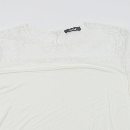 Womens UK Size 12 Studio White Basic Blouse