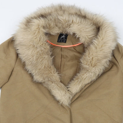Atmosphere Womens Beige   Overcoat Coat Size 6  - fur collar