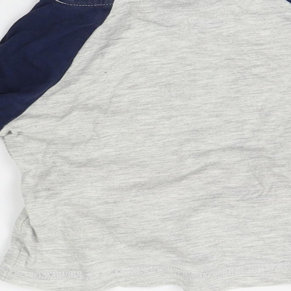 F&F Boys Grey   Basic T-Shirt Size 6-9 Months  - monster zip mouth