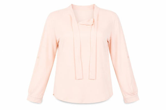 Front view of Abollria women’s pink basic blouse, size L