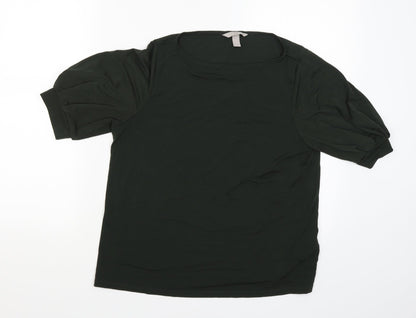 Womens UK Size M H&M Green Basic Blouse