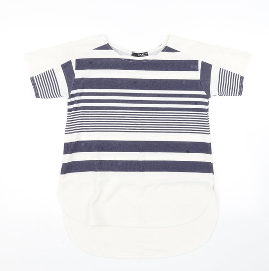 Quiz Womens White Striped  Basic Blouse Size 10