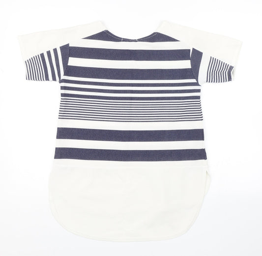 Quiz Womens White Striped  Basic Blouse Size 10