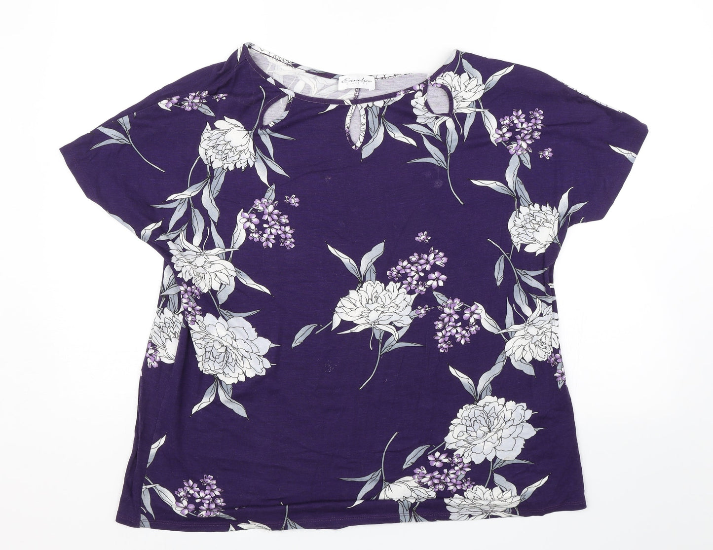 Emeliax Classics Womens Purple Floral  Basic Blouse Size L