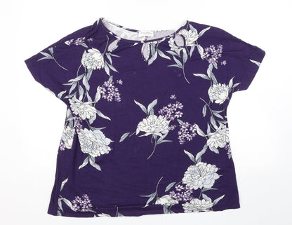 Emeliax Classics Womens Purple Floral  Basic Blouse Size L