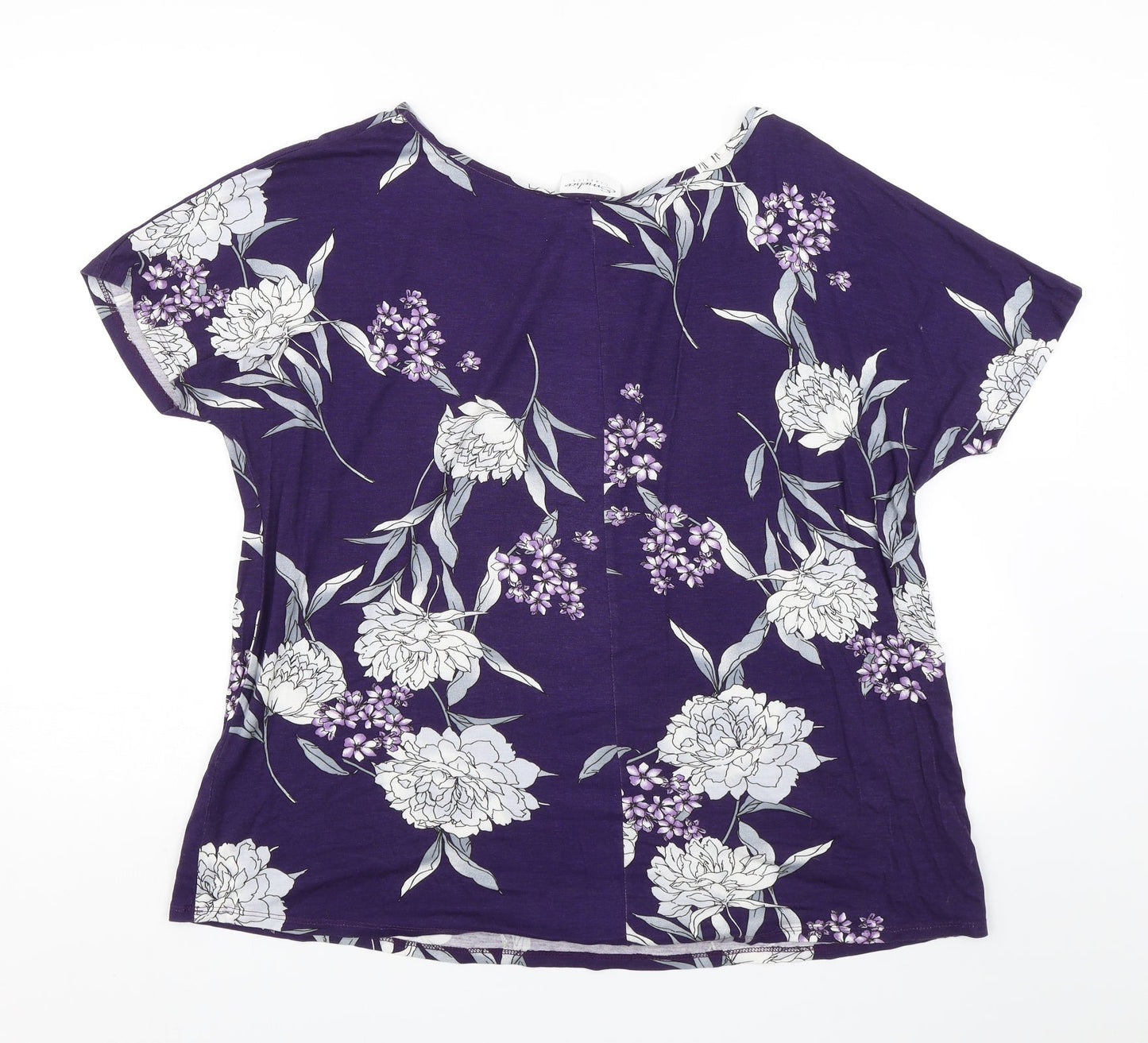 Emeliax Classics Womens Purple Floral  Basic Blouse Size L