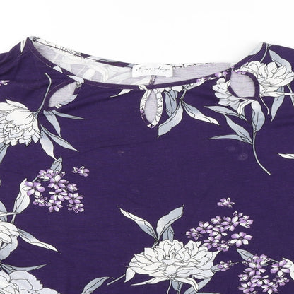 Emeliax Classics Womens Purple Floral  Basic Blouse Size L