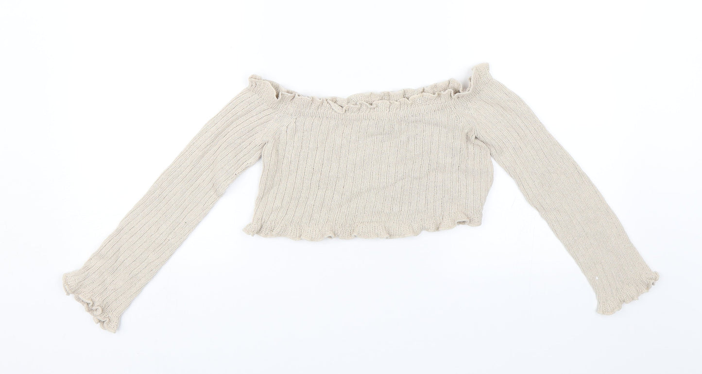 Prague Womens Beige   Cropped Blouse Size S