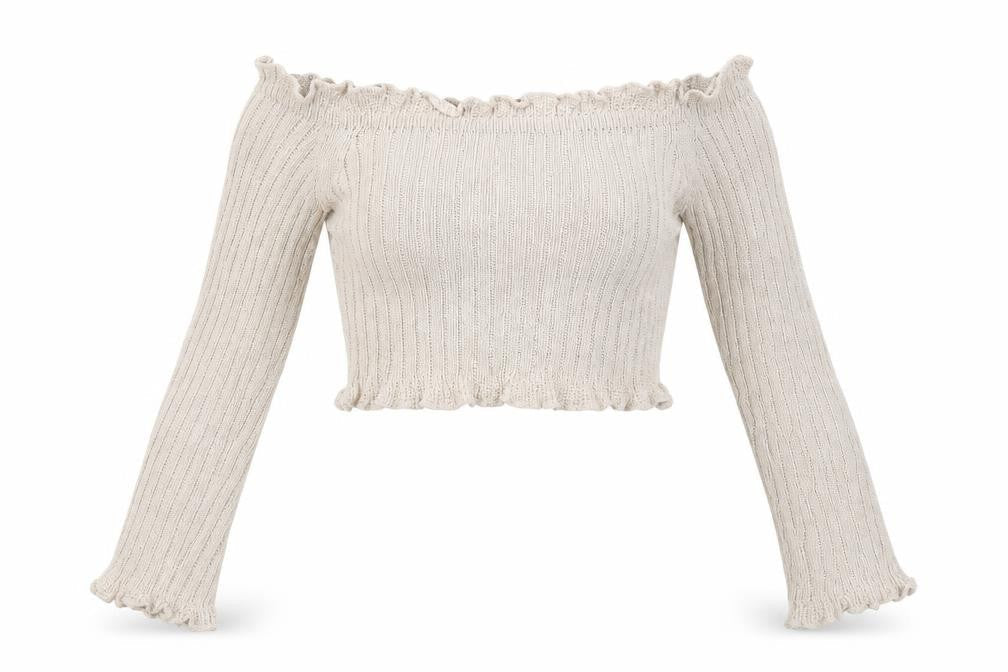 Womens UK Size S Prague Beige Cropped Blouse