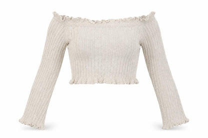 Womens UK Size S Prague Beige Cropped Blouse