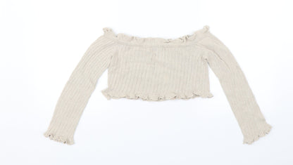 Prague Womens Beige   Cropped Blouse Size S