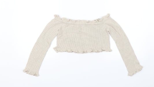 Prague Womens Beige   Cropped Blouse Size S