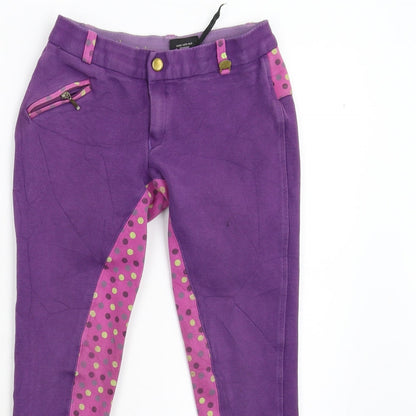 Hoof It Girls Purple Polka Dot   Trousers Size 2 Years - Jodhpurs