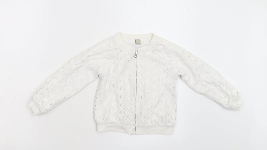 TU Girls White Floral  Jacket  Size 4-5 Years