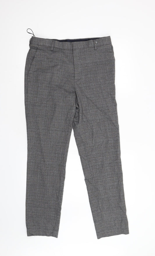 M&S Womens Grey Check  Trousers  Size 32 L30 in