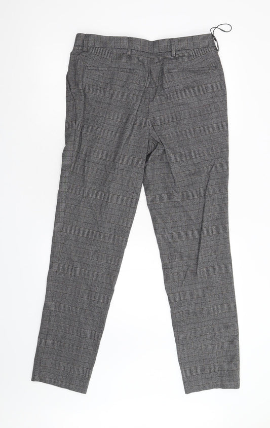 M&S Womens Grey Check  Trousers  Size 32 L30 in