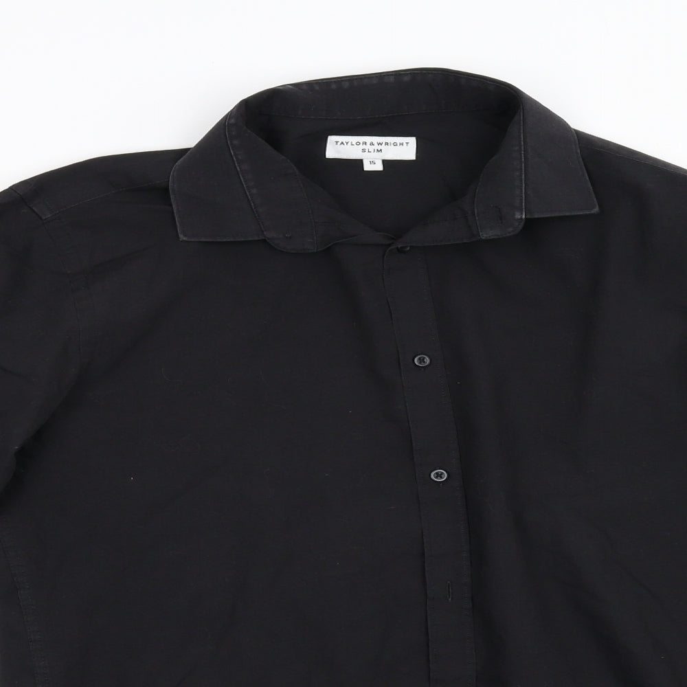 Taylor & Wright Mens Black    Button-Up Size 15