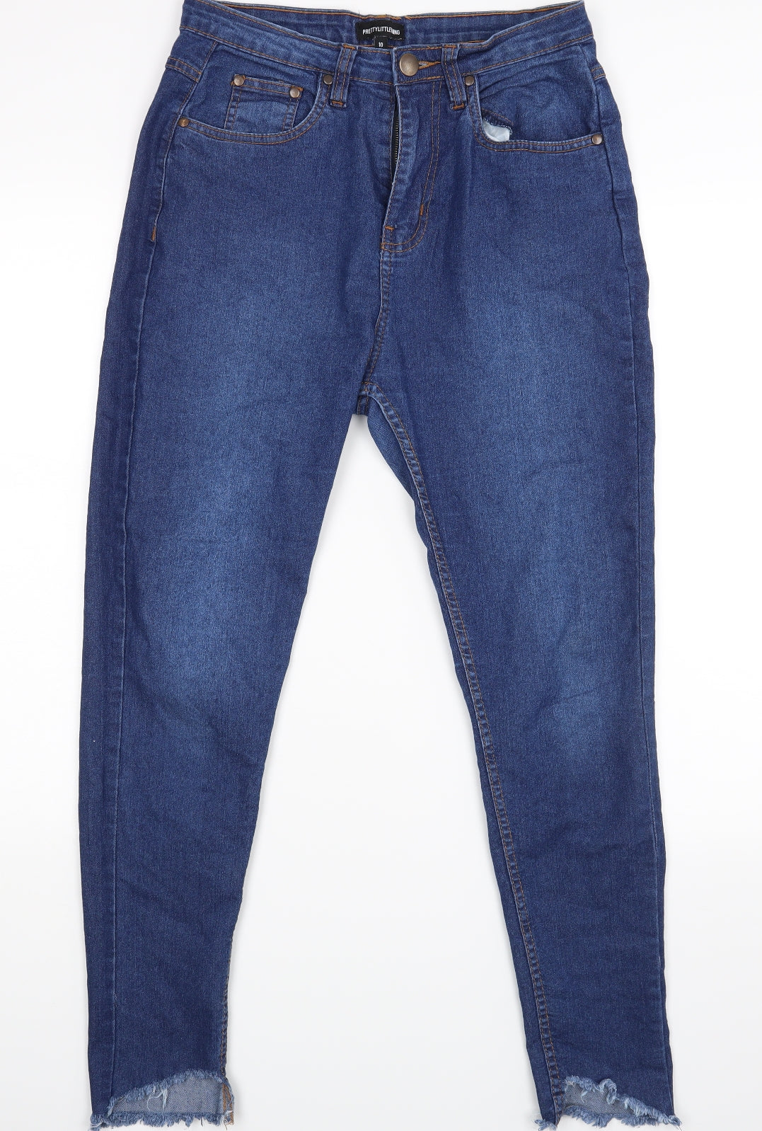 PRETTYLITTLETHING Womens Blue   Straight Jeans Size 10 L27 in