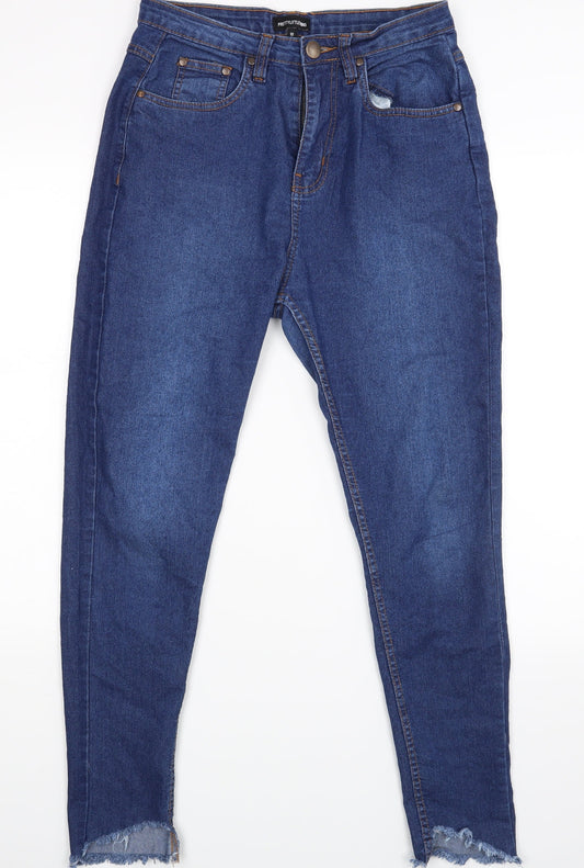 PRETTYLITTLETHING Womens Blue   Straight Jeans Size 10 L27 in