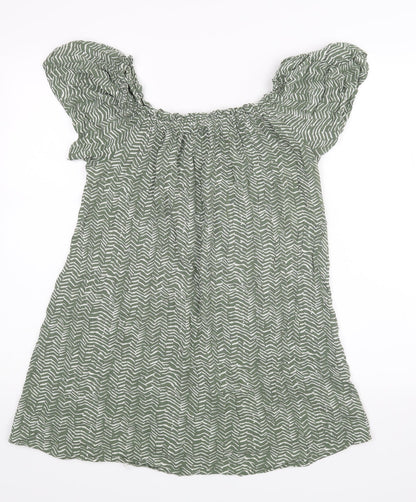 Primark Womens Green Animal Print  Basic Blouse Size 14