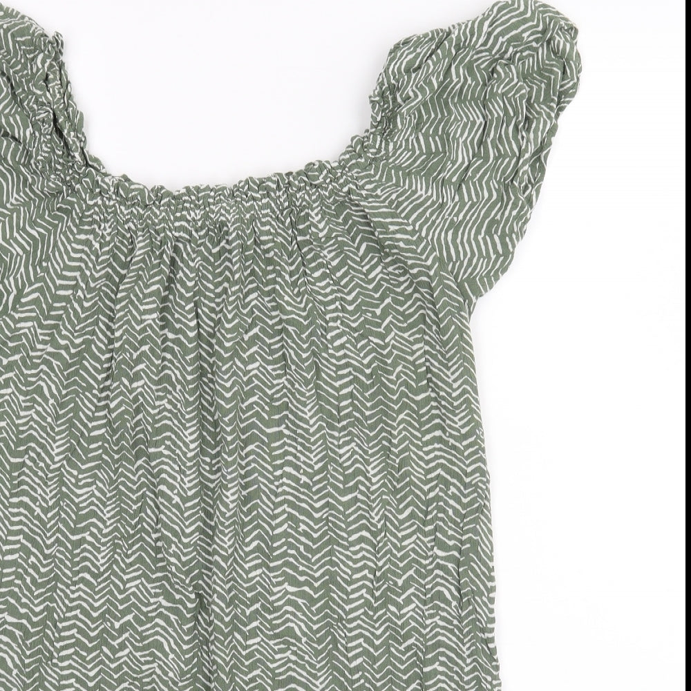 Primark Womens Green Animal Print  Basic Blouse Size 14